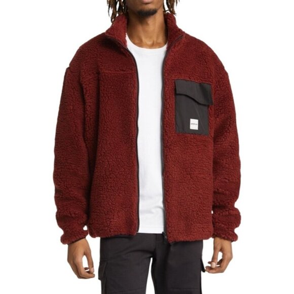 Cat Caterpillar WWR Workwear Teddy Zip Up Jacket Bordeaux Red Mens Size XL - Picture 1 of 9